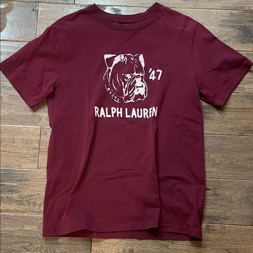 Ralph Lauren Kids Burgundy Bulldog Tee